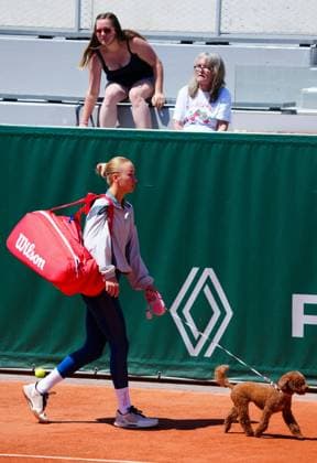 Anastasia Potapova arrives for practice with her toy poodle Baby French Open Tennis, Friday Previews, Qualifying and Practice, Tennis, Roland Garros, Paris, France - 22 May 2026Paris Roland Garros France EDITORIAL USE ONLY No use with unauthorised audio, video, data, fixture lists, club league logos or live services. Online in-match use limited to 120 images, no video emulation. No use in betting, games or single club league player publications. Copyright: xJavierxGarcia Shutterstockx 16887306a