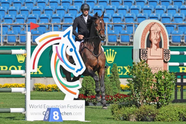 Richard Vogel GER with horse United Touch S , S1 Prize of the Soers, CSI5, Special Two Phase Jumping Competition, World Equestrian Festival, World Equestrian Festival, TSCHIO Aachen 2026, TSCHIO instead of CHIO 2026, Aachener Soers, May 22 to 24, 2026, Equestrian sport, May 22, 2026, Aachener Soers Germany