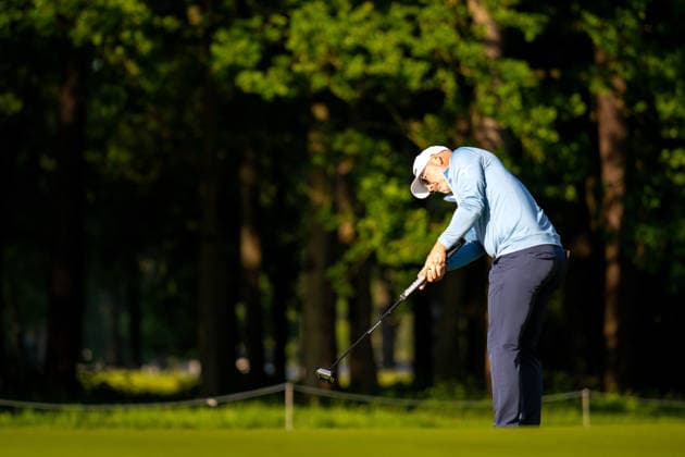 ANTWERP, BELGIUM - MAY 22: Ewan Ferguson of Scotland putts on the green of the 10th hole during the second round of the Soudal Open at Rinkven International Golf Club on May 22, 2026 in Antwerp, Belgium. Credit: Andy Astfalck NurPhoto Belgium Copyright: xAndyxAstfalckx