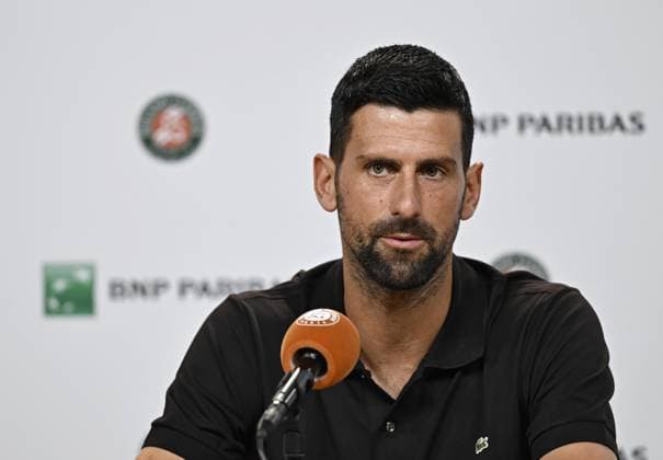 Tennis: French Open Novak Djokovic of Serbia meets the press ahead of the upcoming French Open tennis tournament in Paris on May 22, 2026.  A14AA0005599299P
