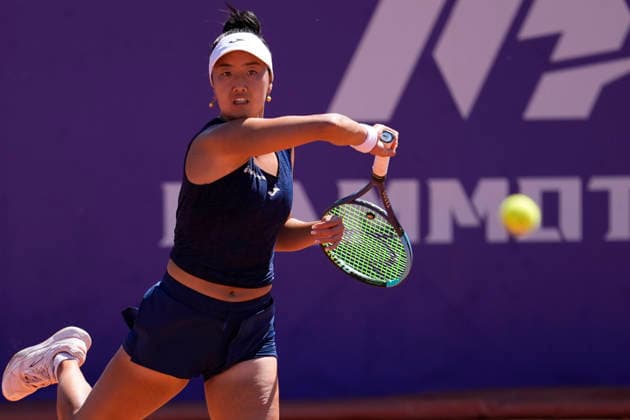 2026 WTA, Tennis Damen Strasbourg 500 - Semi Finals (Day 6) Ann Li in action during the semifinal at the 2026 WTA Internationaux de Strasbourg Women s tennis tournament at the Tennis Club de Strasbourg in Strasbourg, France, on May 22, 2026. Strasbourg France  Copyright: xOwenxHammondx originalFilename:hammond-2026wtai260522_nperm.jpg