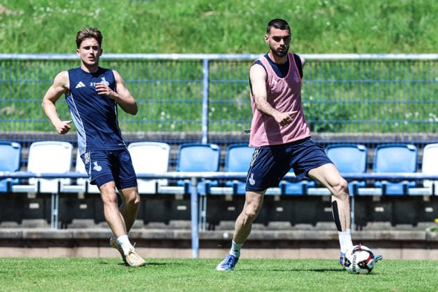 Sport, Football, 3 League Season 2025 2026 Training MSV Duisburg 22 05 2026, Training ground MSV Duisburg Patrick Sussek MSV Duisburg, 37 Rasim Bulic MSV Duisburg, 6 Duisburg Training ground MSV Duisburg North Rhine-Westphalia Germany