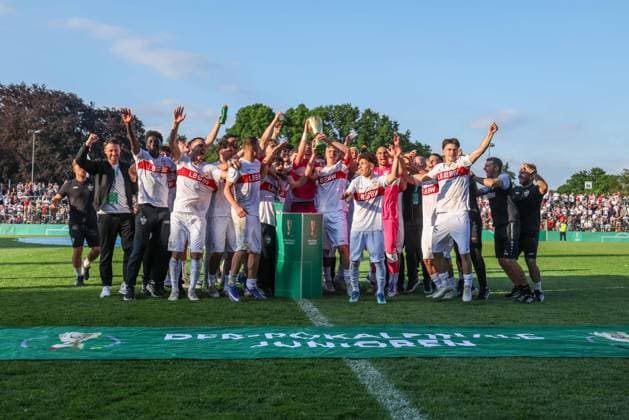 Soccer DFB Cup Junior Final VfL Wolfsburg U19 VfB Stuttgart U19 on 22 05 2026 at the Karl Liebknecht Stadium in Potsdam Stuttgart wins the DFB Cup Junior DFB regulations prohibit any use of photographs as image sequences and or quasi video xJRx