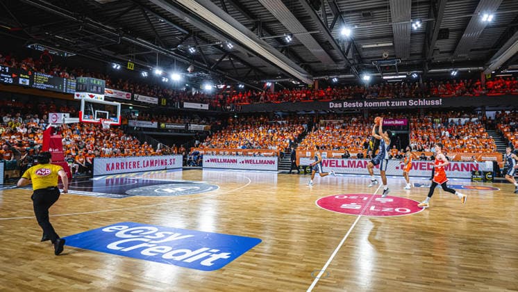 1 Basketball Bundesliga, easyCredit BBL, Season 2025 2026, Men, Playoffs, Quarterfinals, Game 3, 22 05 2026, RASTA Vechta ALBA Berlin Jack Kayil 7 ALBA BERLIN at Jumpshot Vechta RASTA Dome Lower Saxony Germany