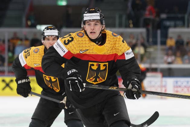 22 05 2026 Swiss Life Arena Zurich , SWITZERLAND, Mens Ice Hockey IIHF World Championship Zurich 2026 Group A GER HUN Lukas Reichel GER