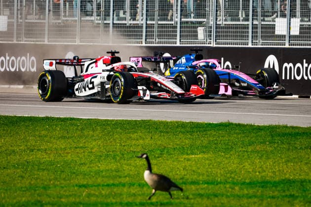 F1 - CANADIAN GRAND PRIX 2026 Geese goose birds OCON Esteban (fra), TGR Haas F1 Team VF-26, GASLY Pierre (fra), Alpine F1 Team A526, action overtake, overtaking, dÃ passement, depassement, overtakes, during the Formula 1 Grand Prix du Canada 2026, 5th round of the 2026 Formula One World Championship, WM, Weltmeisterschaft from May 22 to 24, 2026 on the Circuit Gilles Villeneuve, in MontrÃ al, Canada - MontrÃ alCanada  Copyright: xFLORENTxGOODENx