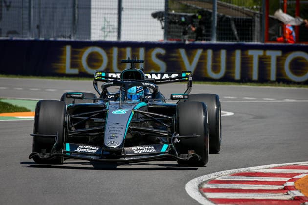 IPA84984039 - (63) George Russell - Mercedes-AMG PETRONAS F1 Team during the Free Practice of Formula 1 AWS Canadian Grand Prix 2026 at Circuit Gilles Villeneuve in Montreal, Canada. Round 7 of the 2026 FIA Formula One World Championship, WM, Weltmeisterschaft held May 22-24, 2026. The Circuit Gilles Villeneuve on Ile Notre-Dame in Montreal, named after the legendary Ferrari driver, hosts the Sprint format for the seventh round. This event weekend features the F1 Sprint format, with a Sprint Shootout and Sprint Race in addition to the standard qualifying session and Grand Prix. during Formula 1 AWS Canadian Grand Prix 2026 - Round 7 - Circuit Gilles Villeneuve, Formula 1 Championship in , , May 22 2026  Copyright: xStefanoxFacchin xAlessioxDexMarcox xAvens-images.com AvensImages IPAxSportx xx 84984039