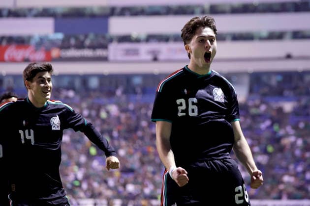 MEXICO NATIONAL TEAM INTERNATIONAL FRIENDLY MEXICO NATIONAL TEAM INTERNATIONAL FRIENDLY MEXICO VS GHANA 22052026 PUEBLA, PUEBLA Action photo of Brian Gutierrez of the Mexico national soccer team, celebrating a goal against Ghana during friendly, held at the Estadio Cuauhtemoc of Puebla, Mexico Action photo of Brian Gutierrez of the Mexico national soccer team, celebrating a goal during friendly game against Ghana, held at the Estadio Cuauhtemoc of Puebla, Mexico PHOTO BY IMAGENSHOP AGENCIA FOTOGRAFICA PUEBLA PUEBLA MEXICO Copyright: xJorgexReyesx
