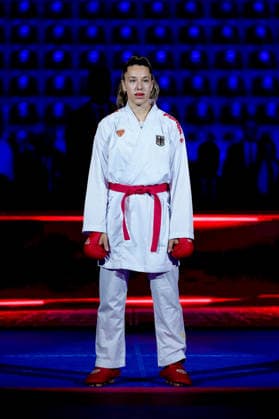 Germany EKF Karate European Championship Seniors 2026 Eissporthalle, Frankfurt Kneer Johanna GER, Red wins bronze Frankfurt am Main Eissporthalle Frankfurt Hessen Germany Copyright: xKjetilxWaberx