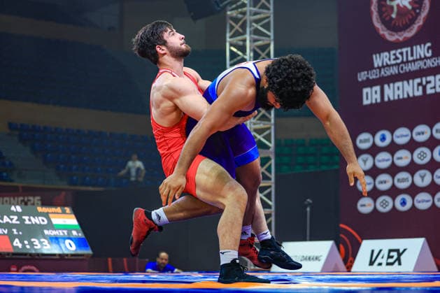 U23 Wrestling Asian Championships 97kg GR Islam Yevloyev KAZ df Rohit Rohit IND Copyright: xAmirrezaxAliasgarix xUnitedxWorlx Kadir Caliskan United World Wr