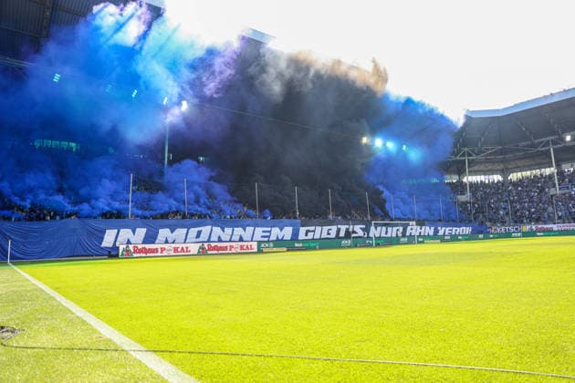 The fans of SV Waldhof Mannheim at the BfV Cup Final VfR Mannheim SV Waldhof Mannheim 07 on 23 05 26 at Carl Benz Stadium, Mannheim xamx Photo Alfio Marino Copyright: