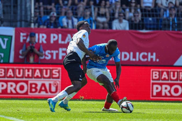 Ogbemudia Oluwaseun SV Waldhof Mannheim, 5 and Erich Berko VfR Mannheim, 30 at the BfV Cup Final VfR Mannheim SV Waldhof Mannheim 07 on 23 05 26 at Carl Benz Stadium, Mannheim xamx Photo Alfio Marino Copyright:
