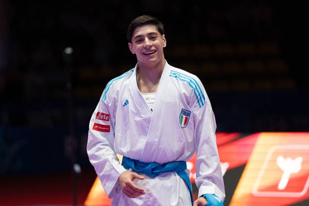 23 05 2026, xhfmx, Karate EKF Senior Championships 2026, Ugur Aktas Turkey in fight against Matteo Avanziani Italy DFL DFB REGULATIONS PROHIBIT ANY USE OF PHOTOGRAPHS as IMAGE SEQUENCES and or QUASI VIDEO Frankfurt