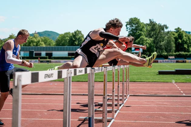 Bruno Betz LAZ Ludwigsburg, 243, 110m hurdles men , GER, Leichtathletik, Athletics, Kurpfalz Gala, Weinheim, 23 05 2026, GER, Leichtathletik, Athletics, Kurpfalz Gala, Weinheim, 23 05 2026 Weinheim Copyright: xStefanxMayerx EP_SMR