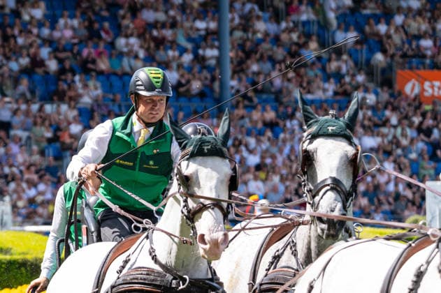 Team Iris Michels Bram Chardon during the TSCHIO 2026 (CHIO 2026) - MERKUR CASINO-Cup - Combined jumping and driving competition at the Allianz Park in Aachen, Germany Copyright: xMartinxPitschx xSPPx Sportspressphoto_152163