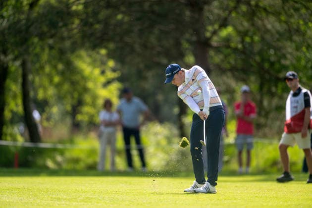 ANTWERP, BELGIUM - MAY 23: Jayden Schaper of South Africa plays his second shot from the fairway on the 4th hole during the third round of the Soudal Open at Rinkven International Golf Club on May 23, 2026 in Antwerp, Belgium. Credit: Andy Astfalck NurPhoto Belgium Copyright: xAndyxAstfalckx