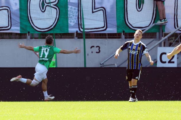 23 05 2026, xrekx, Fußball Landespokal Saarland Finale, 1 FC Saarbrücken FC 08 Homburg v l Torjubel nach dem Tor zum celebrating the goal celebrate 0 1 durch Kaan Ä°nanoÄülu FC 08 Homburg Patrick Sontheimer 1 FC Saarbruecken enttaeuscht, enttäuscht, schaut enttaeuscht, niedergeschlagen, disappointed DFLB DFB REGULATIONS PROHIBIT ANY USE OF PHOTOGRAPHS as IMAGE SEQUENCES and or QUASI VIDEO Saarbrücken