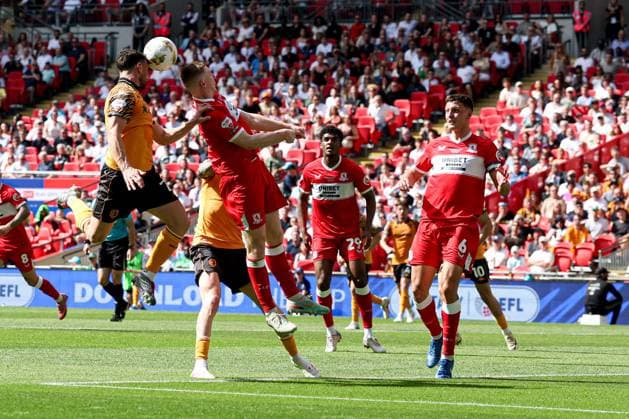 Lewis Coyle of Hull City heads at goal Hull City v Middlesbrough, EFL Sky Bet Championship, Play-Off Final, Football, Wembley Stadium, London, UK - 23 May 2026London Wembley Stadium United Kingdom EDITORIAL USE ONLY No use with unauthorised audio, video, data, fixture lists, club league logos or live services. Online in-match use limited to 120 images, no video emulation. No use in betting, games or single club league player publications.  Copyright: xAndrewxFosker Shutterstockx 16887370be
