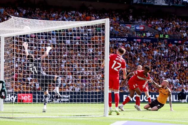 Oliver McBurnie of Hull City attempts a shot on goal Hull City v Middlesbrough, EFL Sky Bet Championship, Play-Off Final, Football, Wembley Stadium, London, UK - 23 May 2026London Wembley Stadium United Kingdom EDITORIAL USE ONLY No use with unauthorised audio, video, data, fixture lists, club league logos or live services. Online in-match use limited to 120 images, no video emulation. No use in betting, games or single club league player publications.  Copyright: xKieranxMcManus Shutterstockx 16887313el