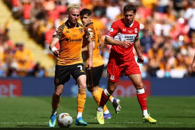 Liam Millar of Hull City Hull City v Middlesbrough, EFL Sky Bet Championship, Play-Off Final, Football, Wembley Stadium, London, UK - 23 May 2026London Wembley Stadium United Kingdom EDITORIAL USE ONLY No use with unauthorised audio, video, data, fixture lists, club league logos or live services. Online in-match use limited to 120 images, no video emulation. No use in betting, games or single club league player publications.  Copyright: xJamesxMarsh Shutterstockx 16887365io