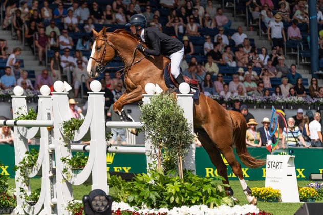203 Kevin Staut on Geisha De Riverland (FRA) during the TSCHIO 2026 (CHIO 2026) - 2nd Qualifier Rolex Grand Prix - CSI5* - Jumping competition with jump-off at the Allianz Park in Aachen, Germany Copyright: xMartinxPitschx xSPPx Sportspressphoto_152440