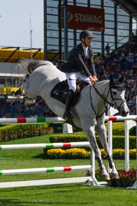 194 Pieter Devos on Primo DV (BEL) during the TSCHIO 2026 (CHIO 2026) - 2nd Qualifier Rolex Grand Prix - CSI5* - Jumping competition with jump-off at the Allianz Park in Aachen, Germany Copyright: xMartinxPitschx xSPPx Sportspressphoto_152441