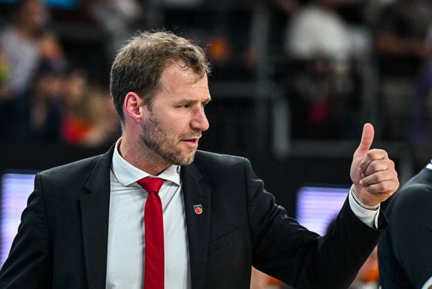 GER, BBL, Playoffs, ratiopharm Ulm vs BMA365 Bamberg Baskets 23 05 2026, ratiopharm arena, Neu Ulm, GER, BBL, Playoffs, ratiopharm Ulm vs BMA365 Bamberg Baskets, in the picture Anton Gavel Bamberg , thumbs up nordphotoxGmbHx xHafner nph00200