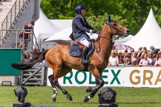 110 Cian O Connor on Genghis Khan (IRL) during the TSCHIO 2026 (CHIO 2026) - 2nd Qualifier Rolex Grand Prix - CSI5* - Jumping competition with jump-off at the Allianz Park in Aachen, Germany Copyright: xMartinxPitschx xSPPx Sportspressphoto_152463