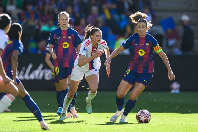 260523 Jule Brand of Lyon and Alexia Putellas of Barcelona during the UEFA Women s Champions League final football match between Barcelona and Lyon on May 23, 2026 in Oslo Photo Jon Olav Nesvold BILDBYRAN COP 217 VG0925 bbeng football fotball fotboll soccer champions league finale final final 2026 mesterligaen dam fcb barcelona lyon ol lyonnes  Copyright: JONxOLAVxNESVOLD BB260523JE015
