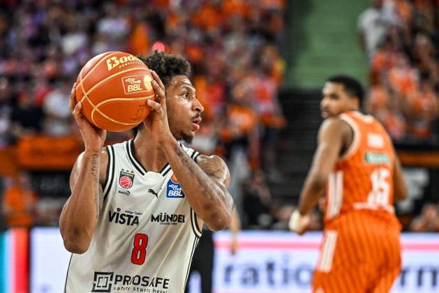 GER, BBL, Playoffs, ratiopharm Ulm vs BMA365 Bamberg Baskets 23 05 2026, ratiopharm arena, Neu Ulm, GER, BBL, Playoffs, ratiopharm Ulm vs BMA365 Bamberg Baskets, in the picture Demarcus Marquette Demonia Bamberg, 8 nordphotoxGmbHx xHafner nph00200
