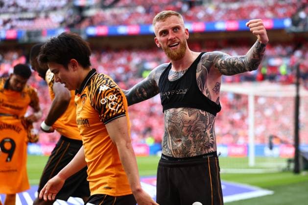 Oliver McBurnie of Hull City celebrates scoring to make it 1-0 Hull City v Middlesbrough, EFL Sky Bet Championship, Play-Off Final, Football, Wembley Stadium, London, UK - 23 May 2026London Wembley Stadium United Kingdom EDITORIAL USE ONLY No use with unauthorised audio, video, data, fixture lists, club league logos or live services. Online in-match use limited to 120 images, no video emulation. No use in betting, games or single club league player publications.  Copyright: xJamesxMarsh Shutterstockx 16887365jm