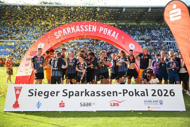 23 05 2026, xrekx, Fußball Landespokal Saarland Finale, 1 FC Saarbrücken FC 08 Homburg v l Sieger Sparkassen Pokal 2026 1 FC Saarbruecken DFL DFB REGULATIONS PROHIBIT ANY USE OF PHOTOGRAPHS as IMAGE SEQUENCES and or QUASI VIDEO Saarbrücken