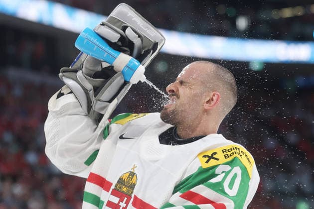 23 05 2026 Swiss Life Arena Zurich , SWITZERLAND, Mens Ice Hockey IIHF World Championship Zurich 2026 Group A SUI HUN Goaltender Adam Vay HUN