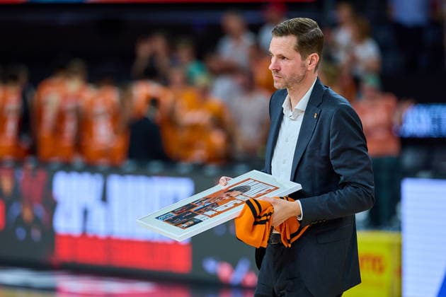 Thorsten Leibenath ratiopharm ulm, sports director leaves ratiopharm arena GER after 15 years, ratiopharm ulm vs Bamberg Baskets, basketball, playoffs, quarterfinals, 3 match, EasyCredit BBL, 2025 2026 season, 23 05 2026 GER, ratiopharm ulm vs Bamberg Baskets, basketball, playoffs, quarterfinals, 3 match, EasyCredit BBL, 2025 2026 season, 23 05 2026 New Ulm Copyright: xEibner-Pressefoto GeraldxOelze-dexStoppanyx EP_ODS
