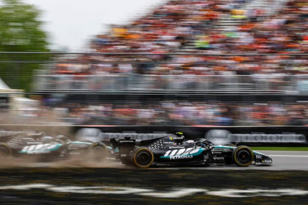 F1 - CANADIAN GRAND PRIX 2026 12 KIMI ANTONELLI Andrea (ita), Mercedes AMG F1 Team W17, 63 RUSSELL George (gbr), Mercedes AMG F1 Team W17, action, contact during the Formula 1 Grand Prix du Canada 2026, 5th round of the 2026 Formula One World Championship, WM, Weltmeisterschaft from May 22 to 24, 2026 on the Circuit Gilles Villeneuve, in MontrÃ al, Canada - MontrÃ alCanada  Copyright: xDPPIx
