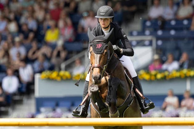 Sophie HINNERS GER on Iron Dames Combella, in jumping, action, in the round in jumping S5 2nd Qualifier Rolex Grand Prix, jumping competition with one round and jump-off, CSI5, Rolex Grand Slam, on 23 05 2026, World Equestrian Festival, TSCHIO Aachen 2026 from 22 24 05 2026 in Aachen Germany Â