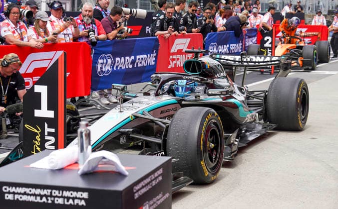 FORMULA ONE CANADIAN GRAND PRIX 2026 George Russell 63 (GBR) Mercedes in parc ferme after the Sprint Race during the Formula 1 Lenovo Canadian Grand Prix 2026, 5th round of the 2026 Formula One World Championship, WM, Weltmeisterschaft from May 22 to 24, 2026 at the Circuit Gilles Villeneuve, Montreal, Canada Credit: Robbie Hoad Every Second Media Editorial use only. All images are copyright Every Second Media Limited. No images may be reproduced without prior permission. Copyright: xIMAGO EveryxSecondxMediax ESM-2005-0217 RobbiexHoadx xEveryxSecondxMediax
