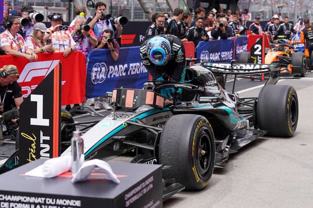 FORMULA ONE CANADIAN GRAND PRIX 2026 George Russell 63 (GBR) Mercedes in parc ferme after the Sprint Race during the Formula 1 Lenovo Canadian Grand Prix 2026, 5th round of the 2026 Formula One World Championship, WM, Weltmeisterschaft from May 22 to 24, 2026 at the Circuit Gilles Villeneuve, Montreal, Canada Credit: Robbie Hoad Every Second Media Editorial use only. All images are copyright Every Second Media Limited. No images may be reproduced without prior permission. Copyright: xIMAGO EveryxSecondxMediax ESM-2005-0219 RobbiexHoadx xEveryxSecondxMediax