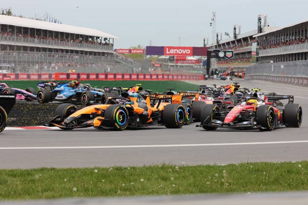 23 05 2026, Circuit Gilles Villeneuve, Montreal, FORMULA 1 LENOVO GRAND PRIX DU CANADA 2026 , pictured Lando Norris GBR , McLaren Mastercard F1 Team, Lewis Hamilton GBR , Scuderia Ferrari HP, Oscar Piastri AUS , Charles Leclerc MCO Photo by Mark Urquhart Hasan Bratic DeFodi Images