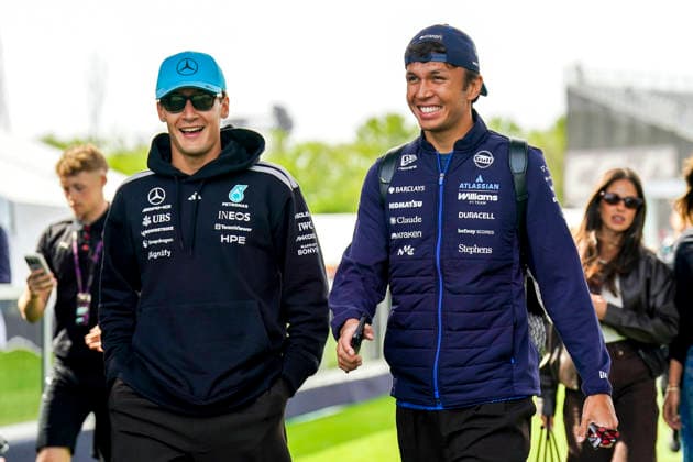 FORMULA ONE CANADIAN GRAND PRIX 2026 George Russell 63 (GBR) Mercedes and Alexander Albon 23 (THA) Williams arriving during the Formula 1 Lenovo Canadian Grand Prix 2026, 5th round of the 2026 Formula One World Championship, WM, Weltmeisterschaft from May 22 to 24, 2026 at the Circuit Gilles Villeneuve, Montreal, Canada Credit: Robbie Hoad Every Second Media Editorial use only. All images are copyright Every Second Media Limited. No images may be reproduced without prior permission. Copyright: xIMAGO EveryxSecondxMediax ESM-2005-0285 RobbiexHoadx xEveryxSecondxMediax