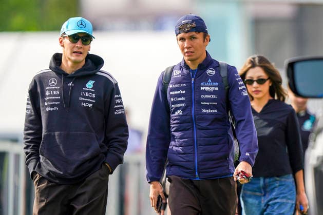 FORMULA ONE CANADIAN GRAND PRIX 2026 George Russell 63 (GBR) Mercedes and Alexander Albon 23 (THA) Williams arriving for the Sprint Race during the Formula 1 Lenovo Canadian Grand Prix 2026, 5th round of the 2026 Formula One World Championship, WM, Weltmeisterschaft from May 22 to 24, 2026 at the Circuit Gilles Villeneuve, Montreal, Canada Credit: Robbie Hoad Every Second Media Editorial use only. All images are copyright Every Second Media Limited. No images may be reproduced without prior permission. Copyright: xIMAGO EveryxSecondxMediax ESM-2005-0287 RobbiexHoadx xEveryxSecondxMediax