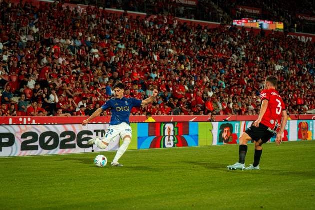ESP LaLiga EA Sports RCD Mallorca v Real Oviedo Nacho Vidal of Real Oviedo shoot during LaLiga EA Sports, between RCD Mallorca v Real Oviedo played at Son Moix Stadium in Mallorca on May 23rd, 2026 in Spain Mallorca Spain Futbol Copyright: xAgenciaxLOFx