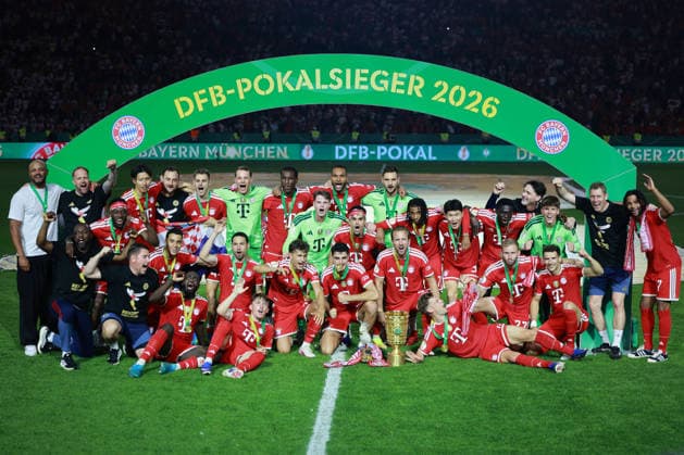 Soccer DFB Cup Final FC Bayern Munich VfB Stuttgart on 23 05 2026 at the Olympiastadion in Berlin DFB Pokalsieger 2026 FC Bayern Munich DFB regulations prohibit any use of photographs as image sequences and or quasi video xJRx