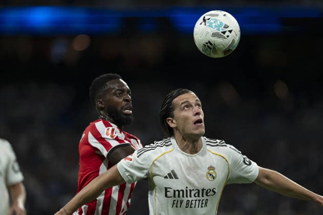 Real Madrid v Athletic Club Bilbao - La Liga MADRID, SPAIN - MAY 23: Alvaro Carreras of Real Madrid in action against Inaki Williams of Athletic Club Bilbao during La Liga match between Real Madrid and Athletic Club Bilbao at Bernabeu Stadium in Madrid, Spain on May 23, 2026. Pablo Garcia Anadolu Madrid Spain. Editorial use only. Please get in touch for any other usage.  Copyright: x2026xAnadoluxPabloxGarciax