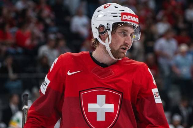 ZURICH, ZURICH - MAY 23: Janis Moser of Switzerland during the 2026 IIHF World Championship, WM, Weltmeisterschaft Preliminary Round Group A match between Switzerland and Hungary at Swiss Life Arena on May 23, 2026 in Zurich, Zurich, Switzerland. Copyright: xLivioxBaeriswylx xSPPx Sportspressphoto_152945