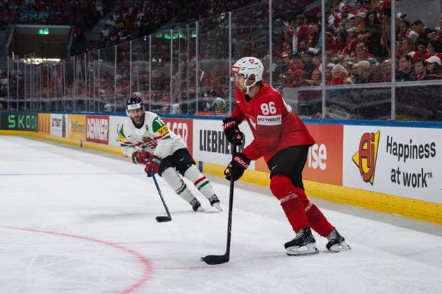 ZURICH, ZURICH - MAY 23: Janis Moser of Switzerland during the 2026 IIHF World Championship, WM, Weltmeisterschaft Preliminary Round Group A match between Switzerland and Hungary at Swiss Life Arena on May 23, 2026 in Zurich, Zurich, Switzerland. Copyright: xLivioxBaeriswylx xSPPx Sportspressphoto_152946