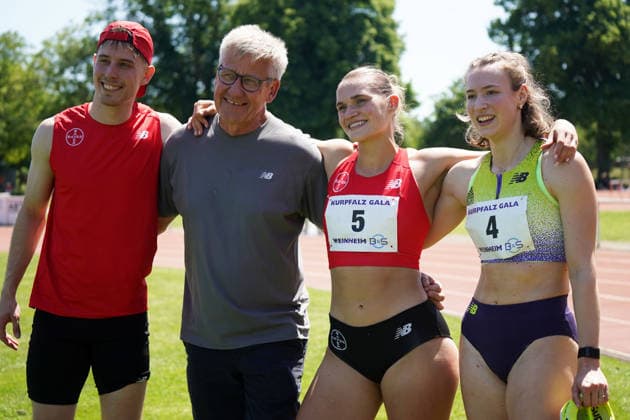 Athletics, athletics, B U S Kurpfalz Gala , 23 05 2026 , Sepp Herberger Stadium Weinheim, Stefan Volzer, Coach, Franziska Schuster, Marlena Meier,
