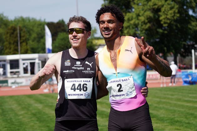 athletics, athletics, B U S Kurpfalz Gala , 23 05 2026 , Sepp Herberger Stadium Weinheim, kevin kranz, joshus hartmann