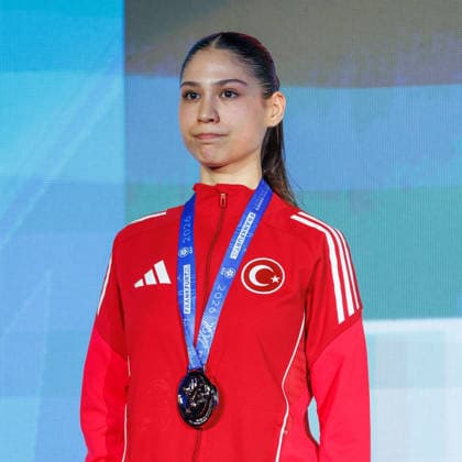 Award Ceremony Women Kumite 55 Zumra Rezzan Im TUR runner-up, silver medal, 23 05 2026, Frankfurt am Main Germany , 61 European Karate Championships 2026 Frankfurt Main xprx