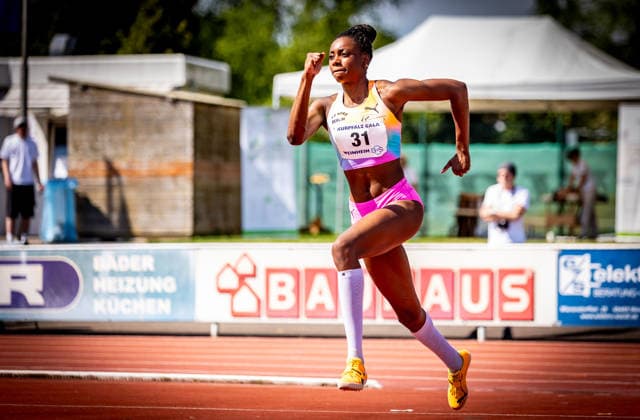B S Kurpfalz Gala Weinheim, 23 05 2026 Blessing Enatoh GER LG Nord Berlin in the womens high jump B S Kurpfalz Gala on 23 05 2026 at the Sepp Herberger Stadium in Weinheim Baden Württemberg Copyright: xBEAUTIFULxSPORTS R.xSchmittx